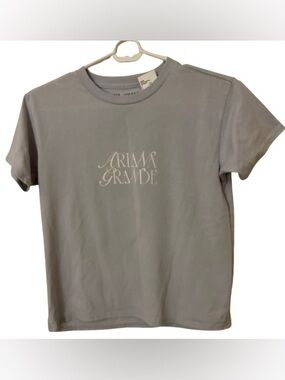 Ariana Grande Graphic Tee Dusty Blue Back Print Shirt L